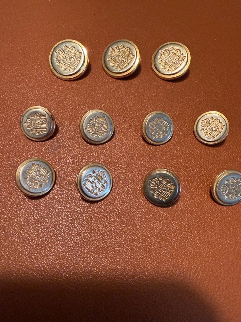 Set of Decorative Metallic Blazer Buttons - Silver and Gold Tones